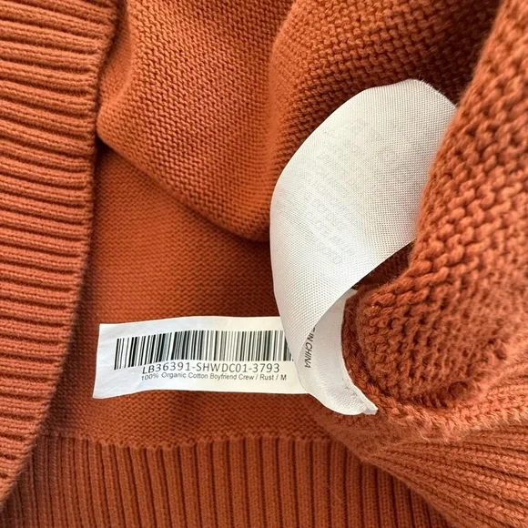 Quince Women's 100% Organic Cotton Boyfriend Crew Neck Sweater - Rust - Picture 2 of 4